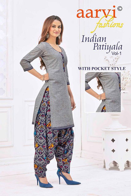 Aarvi Fashion Indian Patiyala Vol 1 Latest Fancy Designer Printed  Pure Cotton Ready made Salwar Suit Collection